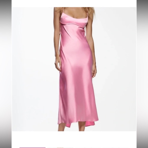Zara Satin Effect Cut Out Dress in pink - Picture 2 of 5